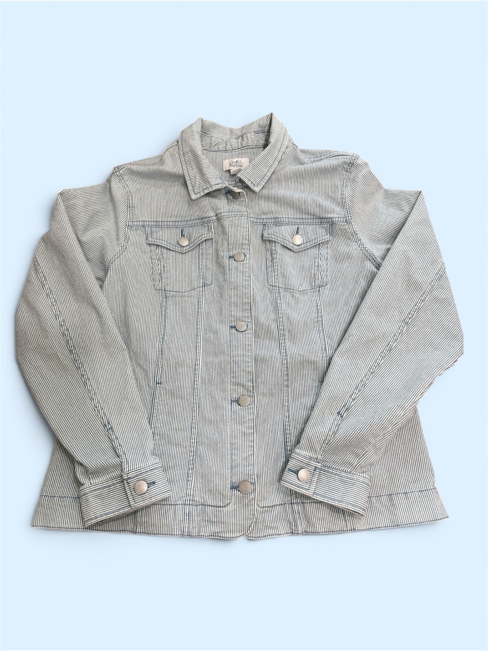 croft & barrow Light Blue Pin Striped Denim Jacket